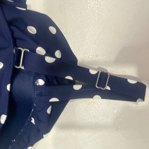Lands End Tankini Swim Top Womens Size 18W Navy Polka Dot Ruffle Beach Resort C - Picture 9 of 14